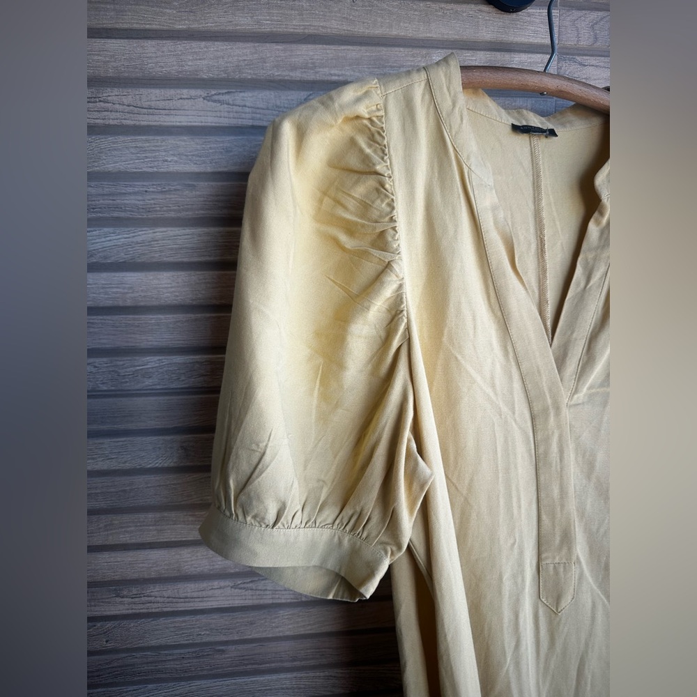 Ann Taylor Long Sleeve Buttery Yellow LINEN Dress - Picture 6 of 8